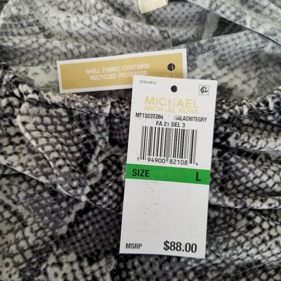 NWT Michael Kors Snake Python Print One Shoulder Belted Tunic Top Size L - Picture 10 of 14